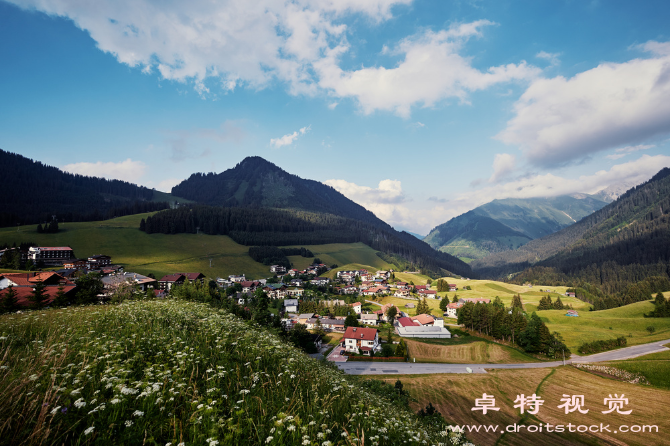 花海景观景塔图片素材